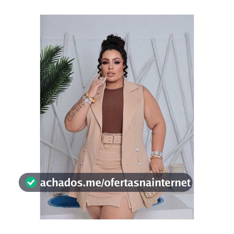 Conjunto Plus Size Colete E Shorts Saia Feminino Elegante