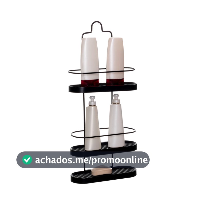 Suporte Para Shampoo Pendurar Registro Banheiro Triplo Preto