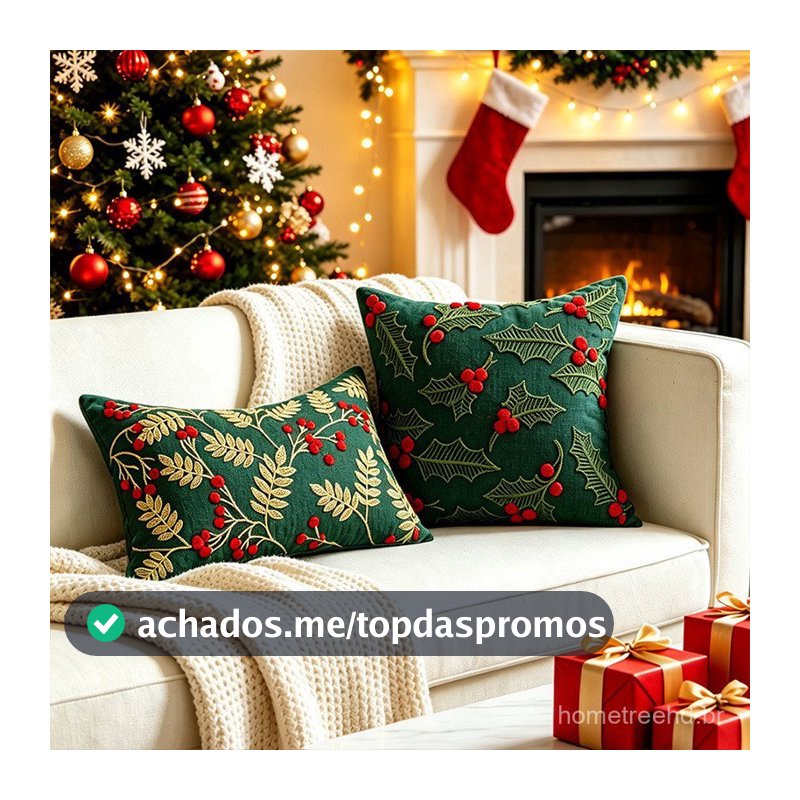 Capa Almofada Natal Bordada - Chenille