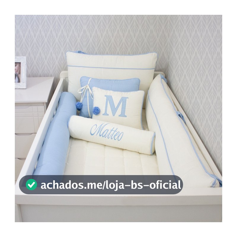 Kit Berço Pompom Personalizado com Nome 10 Peças Enxoval Bebê Menina ou Menino