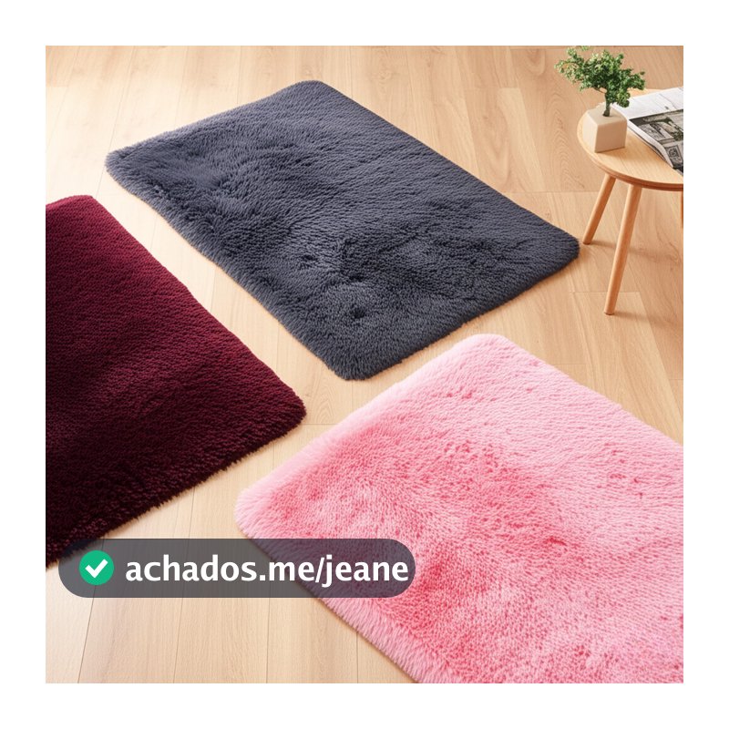 Tapete Felpudo Peludo Shaggy 40x60 Luxo Macio Antiderrapante Quarto Sala Banheiro Beira Cama Cozinha Lavável Fofinho