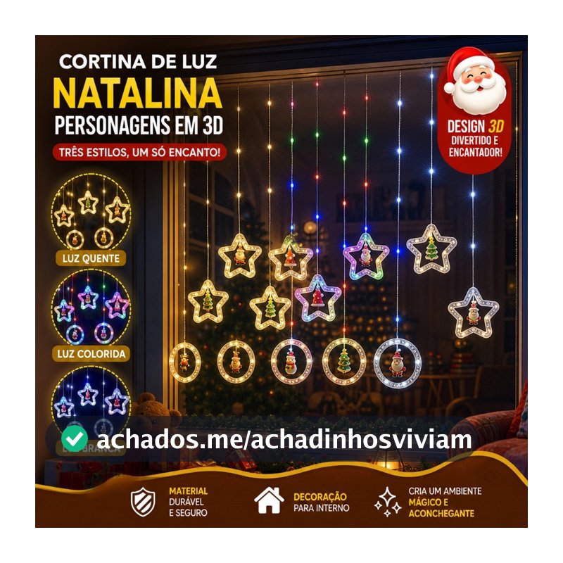 3M Bivolt 110V–220V Pisca-pisca LED Estrela Luz Cascata Árvore de Natal Festa Quintal KL-513