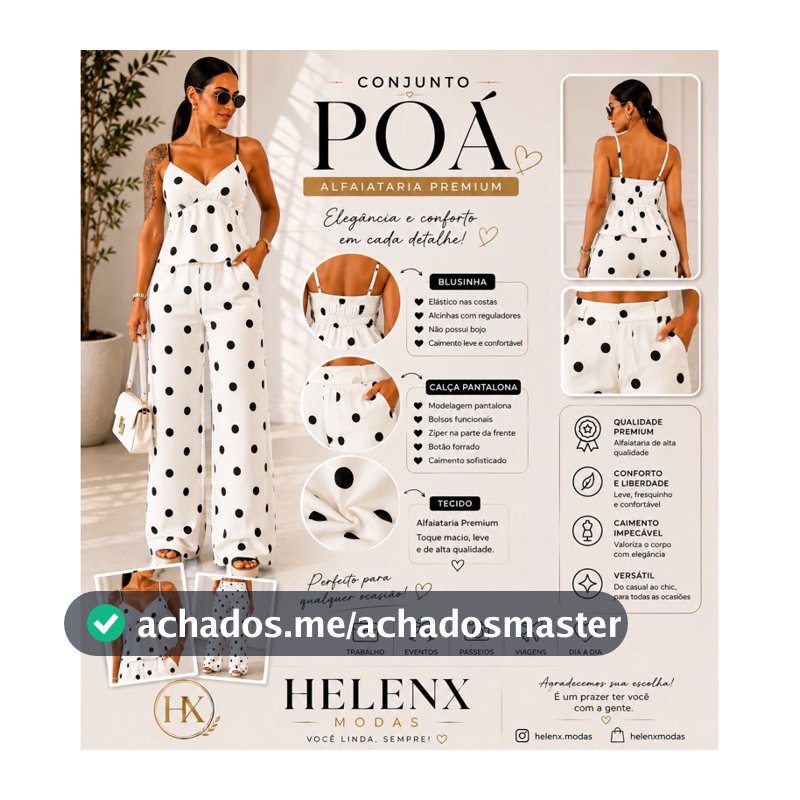 Conjunto Feminino Poá Alfaiataria Premium Blusinha + Calça Pantalona Elegante