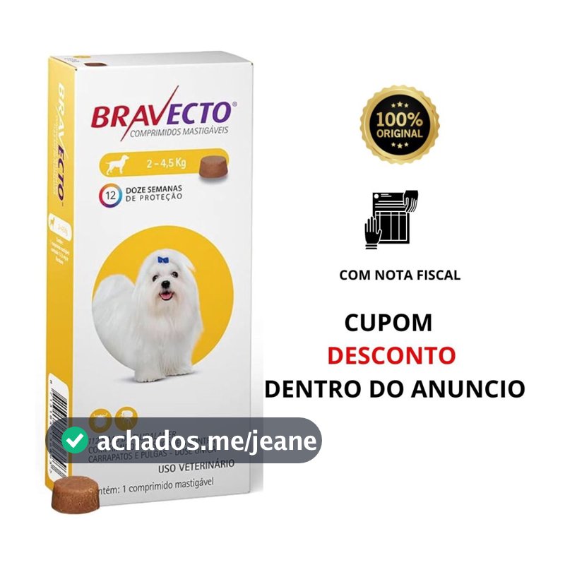 Antipulgas e Carrapatos Bravecto MSD para Cães até 4,5 kg