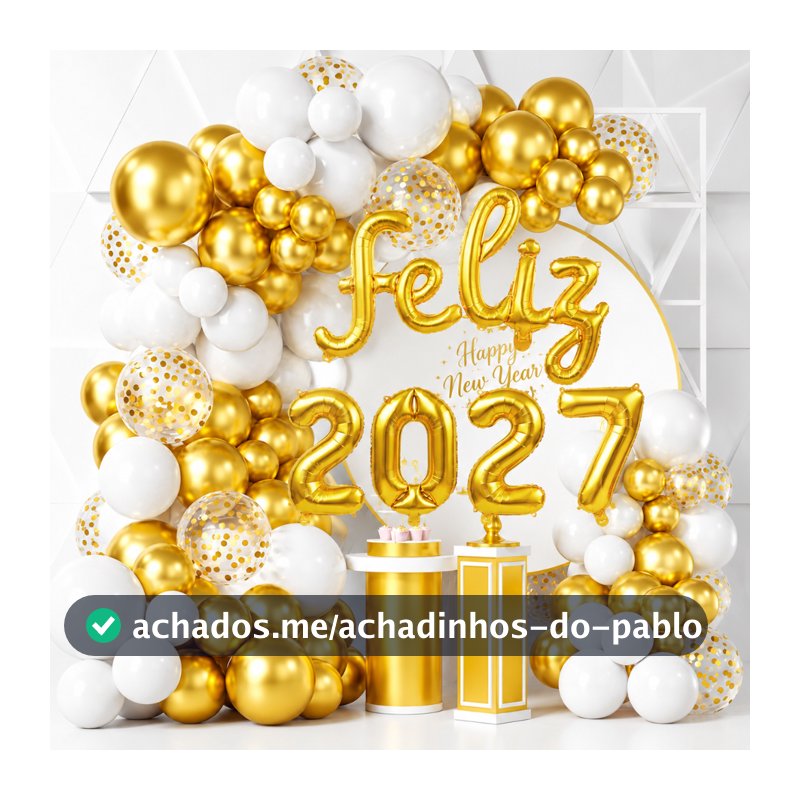 Kit 65 Balões Para Ano Novo Decoraçaõ Para Feliz 2027 Bexigas + Metalizados Fim De Ano Brilhoso