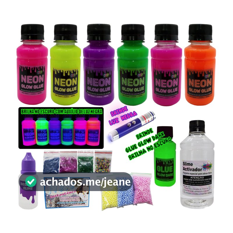 Kit Completo Para Fazer Slime Colas Neon Novidade