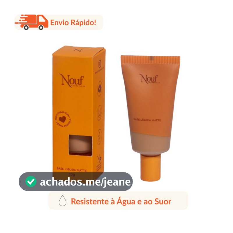 Base Líquida Matte Nouf 30ml Resistente à Água e Suor para Rosto Maquiagem Facial sem Retoques