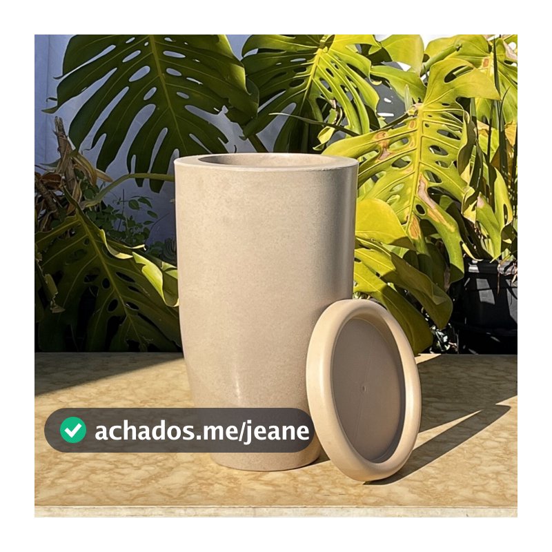 Vaso Planta Sala Coluna Ibiza Cone M Decorativo Liso Marmorizado Luxo 50x30 Resistente Leven Artes
