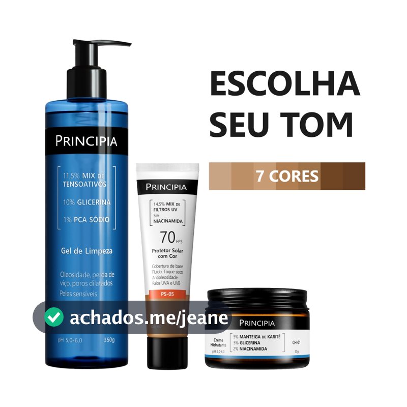 Principia Kit Limpeza, proteção e Hidratação com: GL-02, CH-01, PS-05
