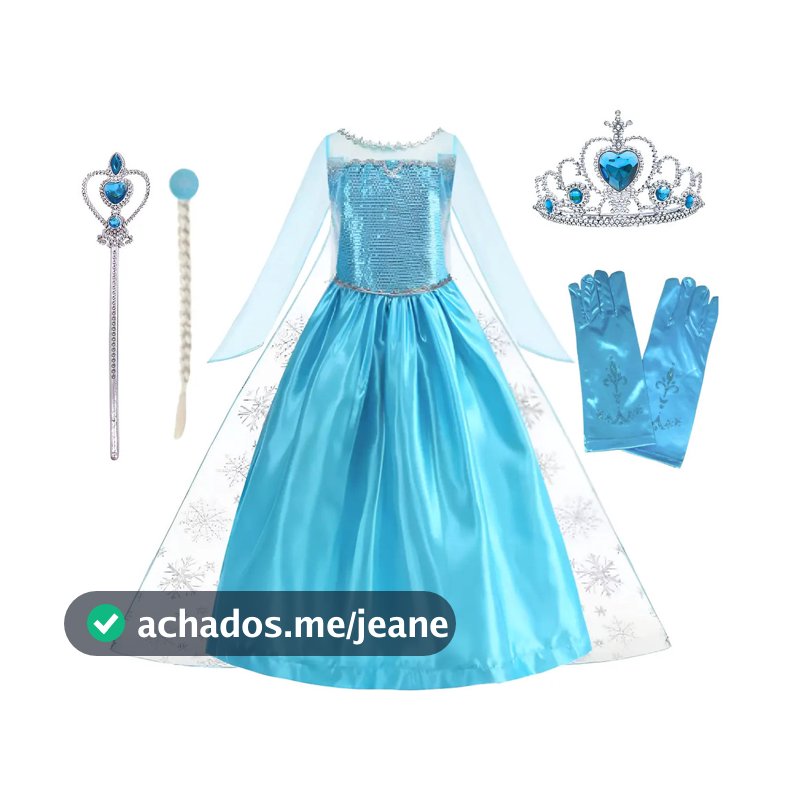 Fantasia Infantil Frozen Vestido Elsa + Kit De Acessórios