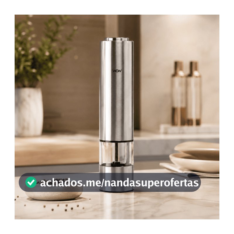 Moedor de Pimenta e Sal Eletrico em Aço Inox Temperos