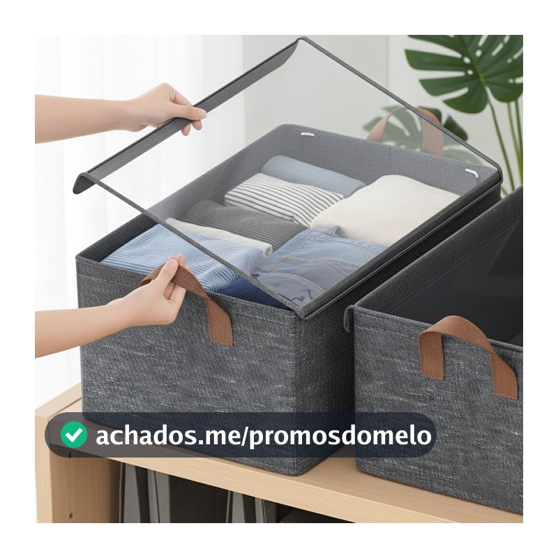 KIT até 10 Caixas Organizadoras Com Tampa Transparente E Sem Tampa Grande Dobrável Resistente Multiuso