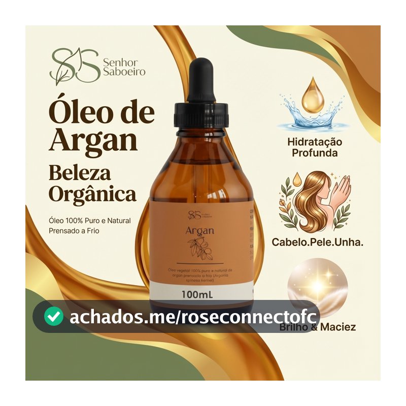 Óleo de Argan 100% Puro Original Qualidade Superior - Corporal e Capilar