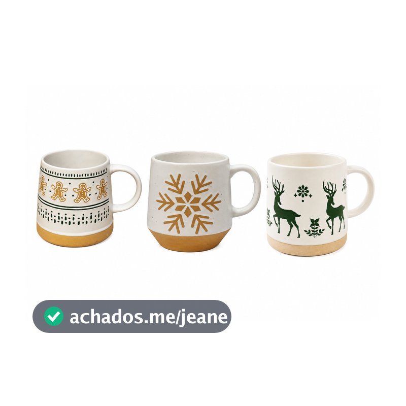 Caneca Natalina Cerâmica de Natal 400ml Modelos - Dinatale