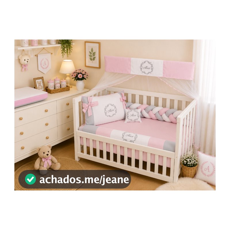 Kit Berço Personalizado Americano 9 Peças 100% Algodão.   (Arabesco)