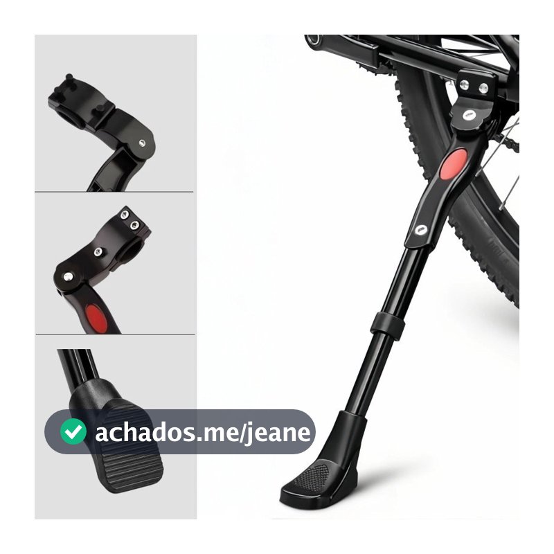 Pezinho Descanso Lateral de Alumínio Regulável Aro 20 a 29 para Bicicleta MTB e Speed