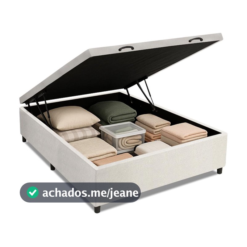 Cama Box Baú Base Casal para Colchão de 1,38m Branco Prince