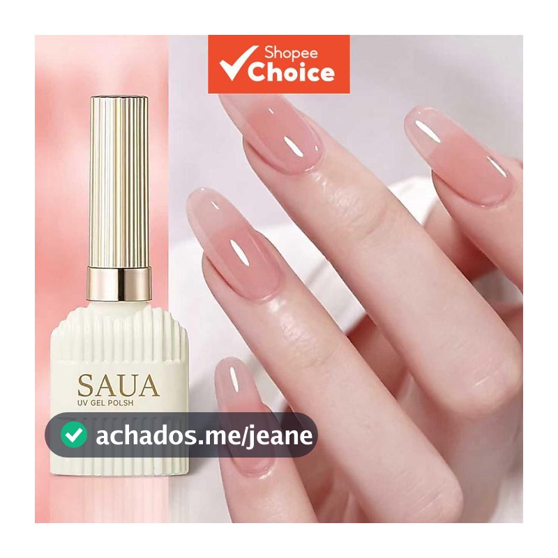 Esmalte em gel nude rosado translúcido, realça o brilho natural, cor natural clara, esmalte em gel neutro adequado para