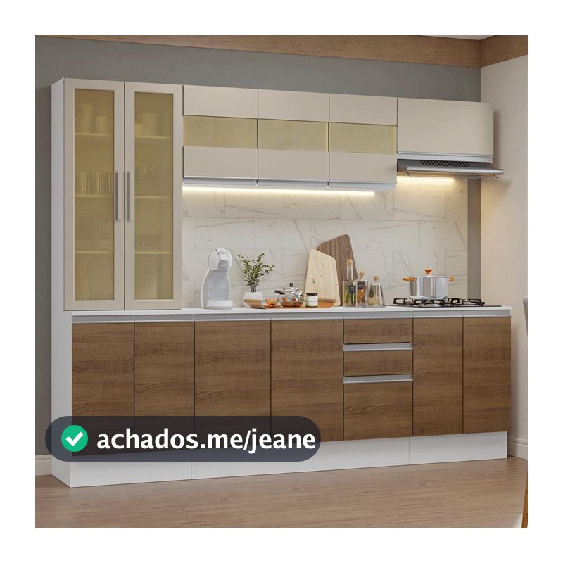 Armário de Cozinha Completa 100% MDF 240 cm Smart Madesa 01