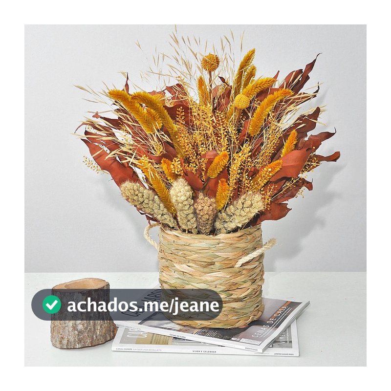 Arranjo de flores desidratadas cachepô de taboa com trigo decoração centro de mesa