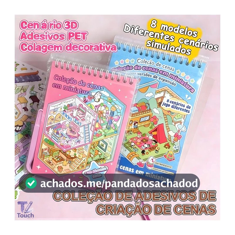 Caderno Adesivos 3D 8 Cenários para DIY montagem + Pinça - livro interativo para Montar e Decorar