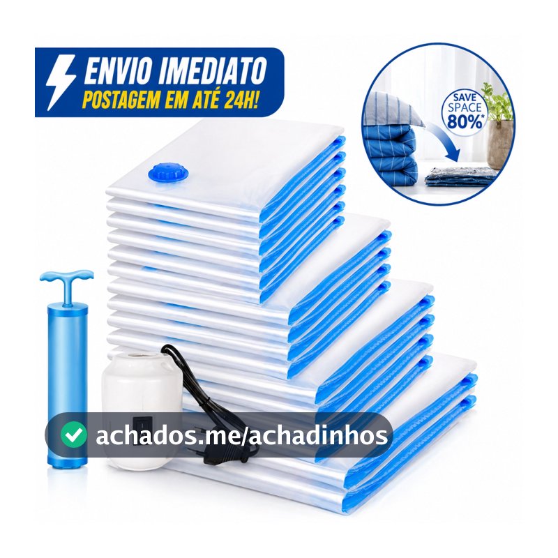 Kit 5 ou 10 Saco A Vácuo Grande Organizador Edredom Coberto Mala Roupa De Cama com bomba elétrica Grande 110x70