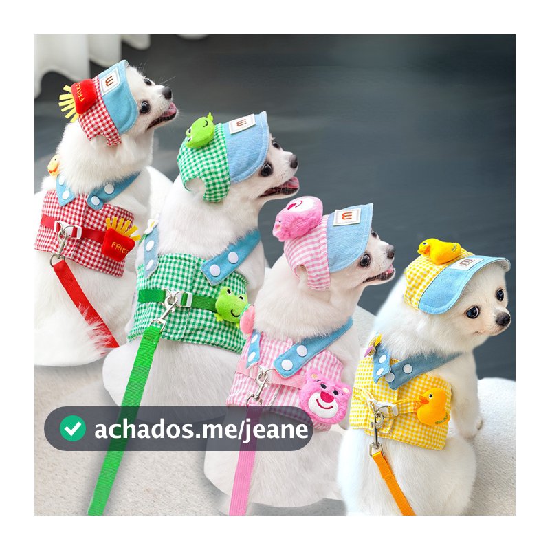 Conjunto De Trela Para Cachorro Gato Roupas De Verão