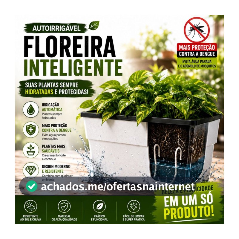 Jardineira Autoirrigável com Reservatório Vaso para Horta Temperos Plantas Flores Auto Irrigável