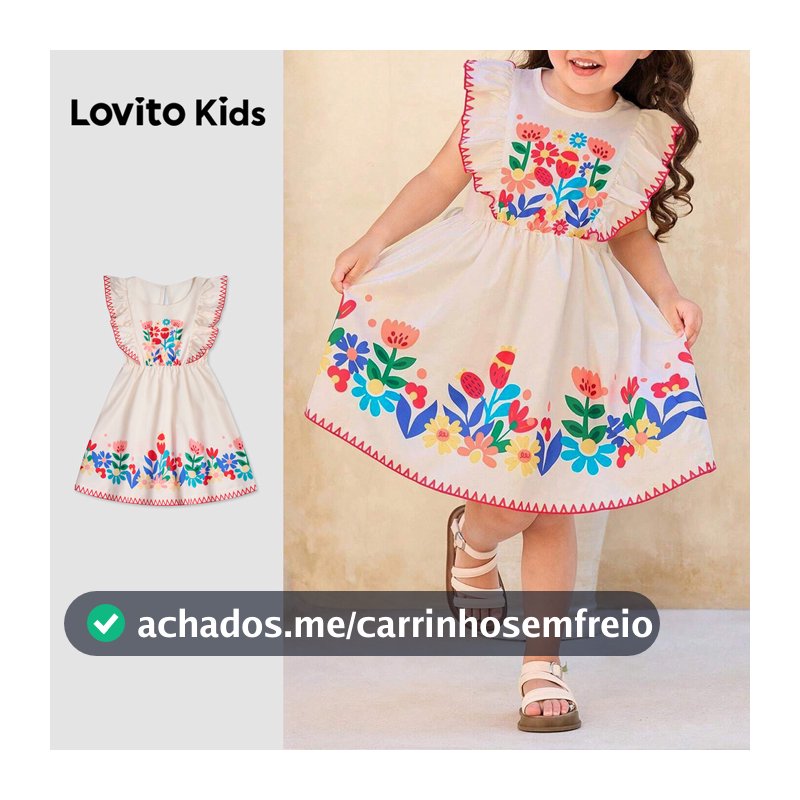 Lovito Kids Férias Vestido com Babados Vestido Primavera/verão para Menina L180LD219