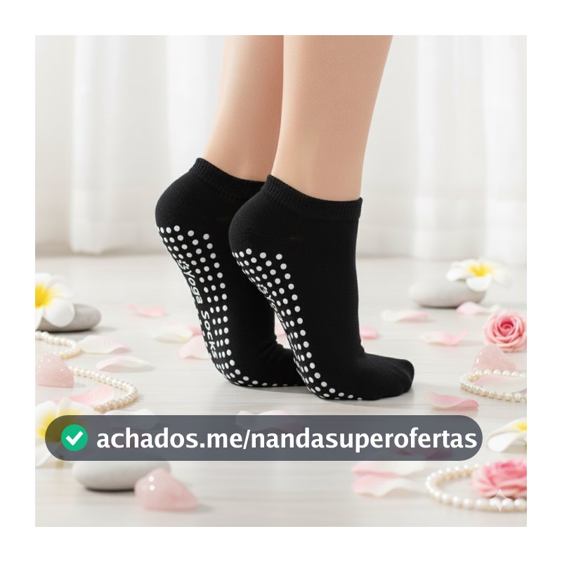 Par Meia Soquete Sola Antiderrapante Emborrachada Pilates Qualidade Alta