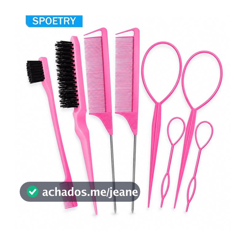 SPOETRY Kit 8 Peças Profissional para Modelagem e Tranças com Cortador Incluso