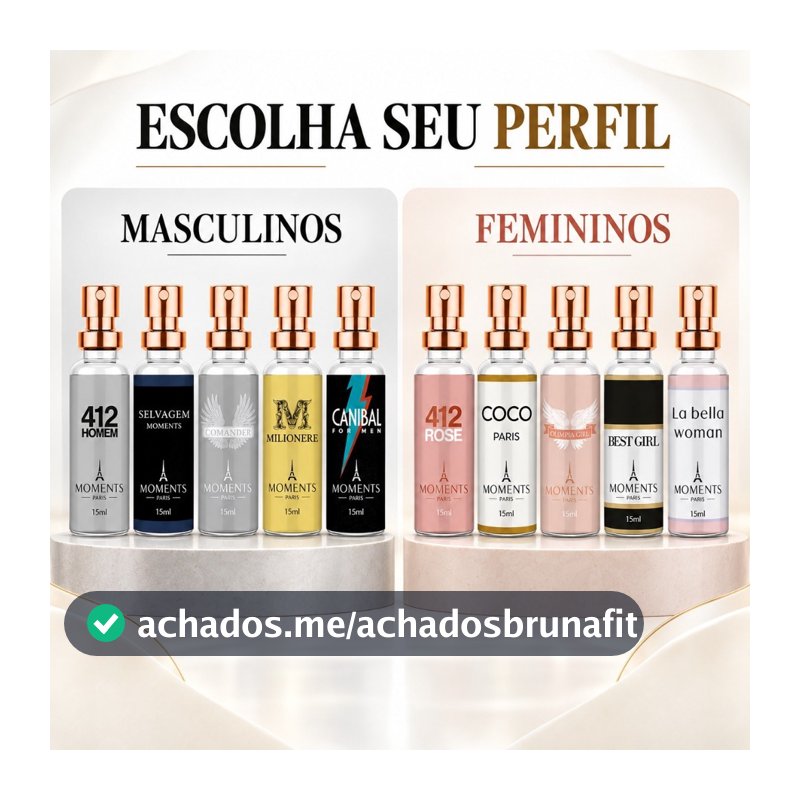Mini Perfume de Bolso Moments Paris 15ml Masculino Feminino