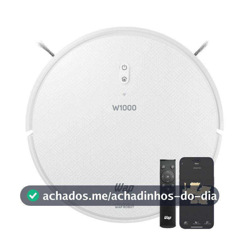 Robô Aspirador de Pó Inteligente Wap Robot W1000 com Mapeamento Passa Pano Sensor Antiqueda Comando Voz Alexa e Google