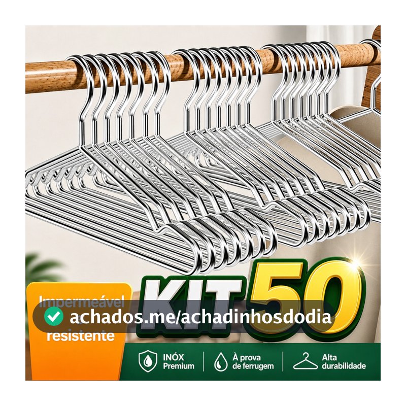 Kit 50/40/30/20/10 Cabides Para Roupas Em Aço Inoxidável Reforçados Antiferrugem Resistentes