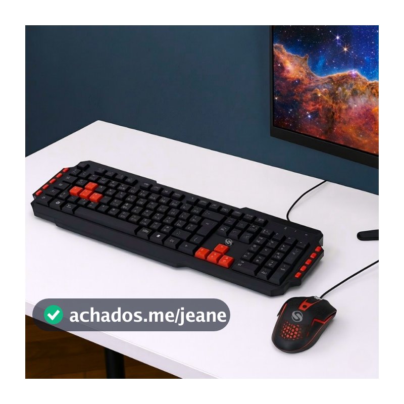 Kit Teclado e Mouse Gamer Start Multimidia 5+ 2.0 Português Com Fio USB Abnt 2 1,5m Chaveiro