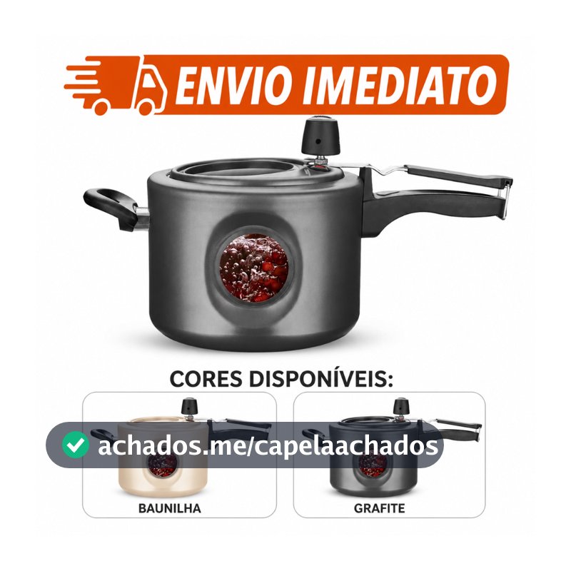 Panela de Pressão Feijão Visor Frontal Lateral Duplo Submarino MTA 4,5L Antiaderente Certificada Segurança Envio Rápido