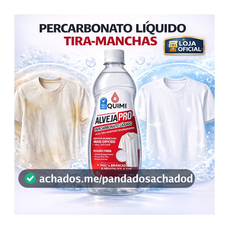 Percarbonato de Sódio Liquido - Alvejante Remove Manchas Difíceis Sem Cloro