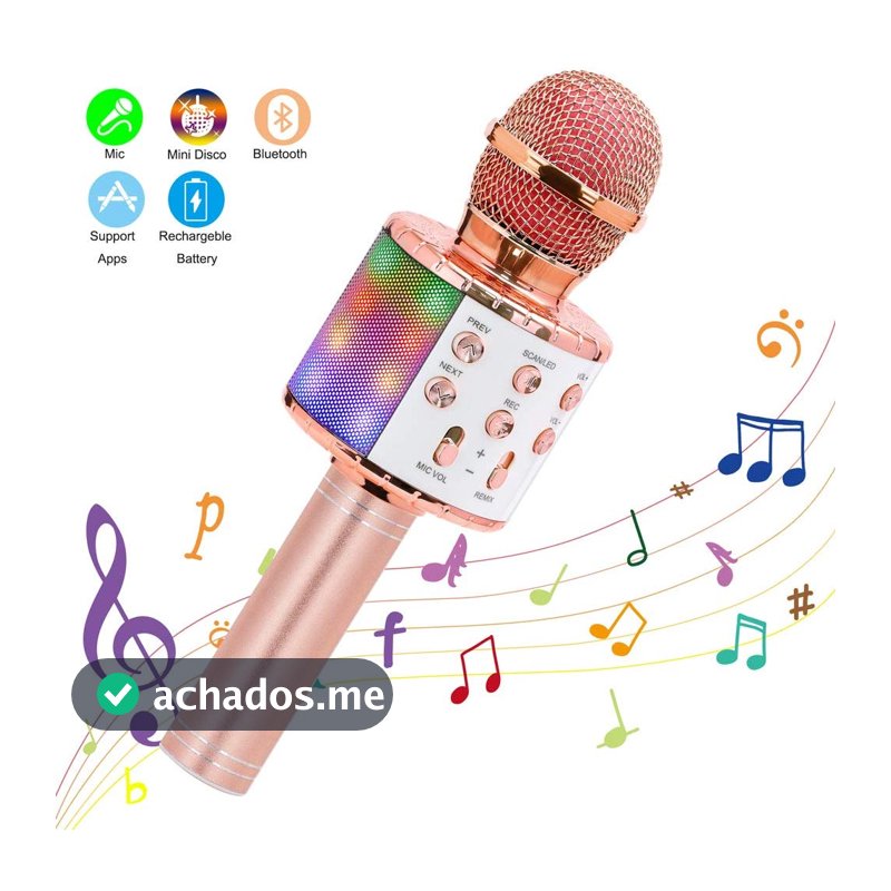 Microfone Infantil de Karaoke Microfone 858 de Brinquedo Sem Fio Bluetooth