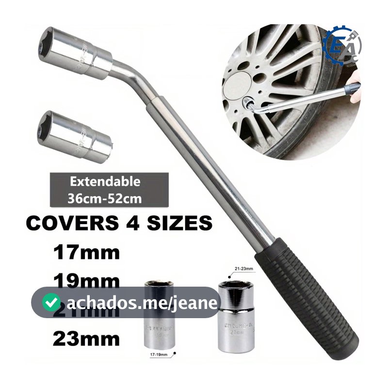 Chave De Roda L 17 19 21 23mm Telescópica Extensiva  Soquete Duplo Alongável