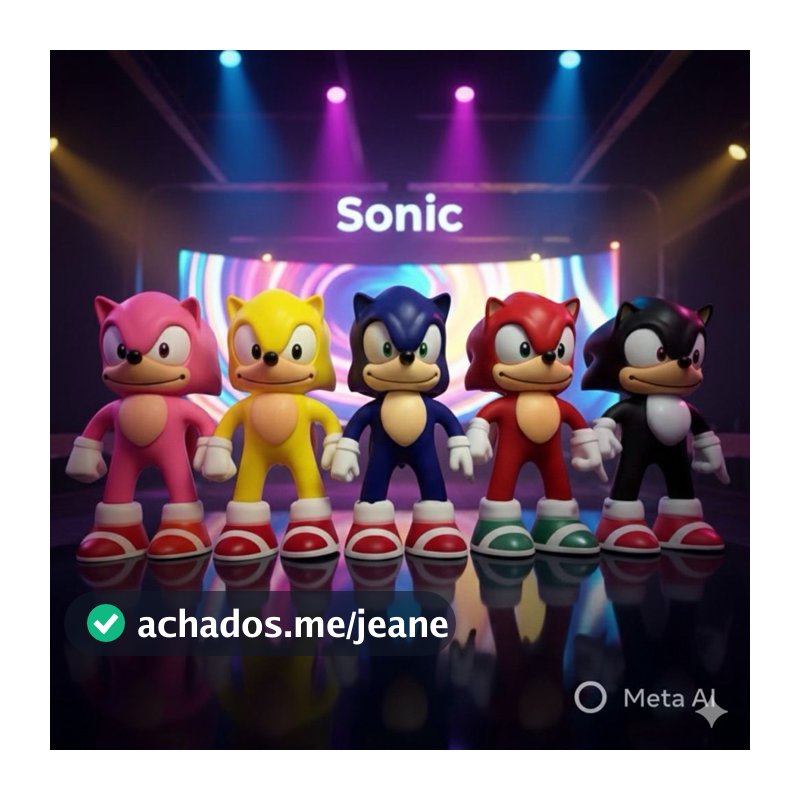 Kit 5 Bonecos dos Sonic 5 cores preto azul vermelho rosa amarelo