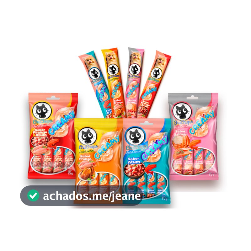 Petisco Para Gatos ChuChups Cream 1 cartela com 4 tubos de 15g Tipo Churu e Truly