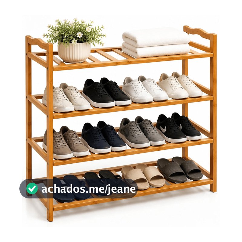Sapateira Organizadora de Bambu 4 Andares de Sapatos Multifuncional Estilo Madeira