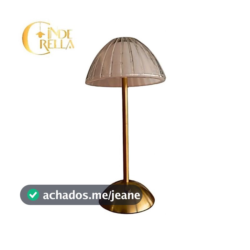 Abajur de Mesa Elegante Dourado – 3 Tonalidades de Luz – USB Recarregável – Acompanha Cabo