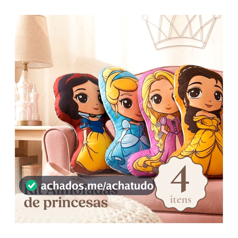 Almofada Princesas Disney Micropercal 48x40 com Enchimento Macio