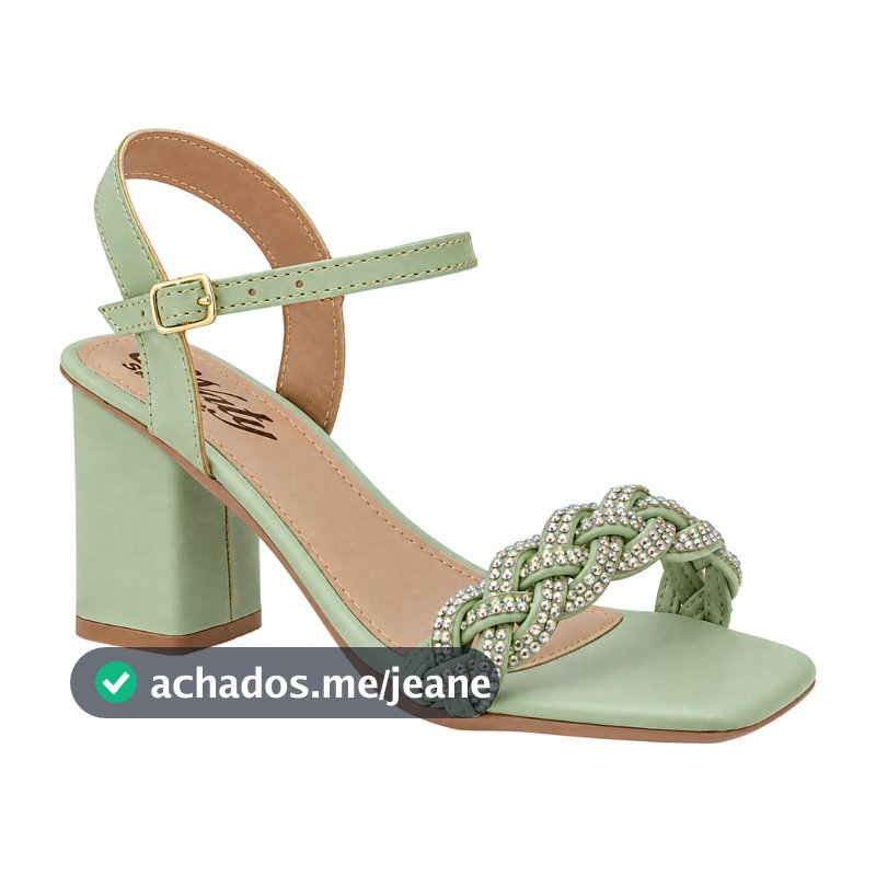Sandália Feminina Social Strass Elegante Confortável Salto Alto Grosso Casual Festa Naty Shoes