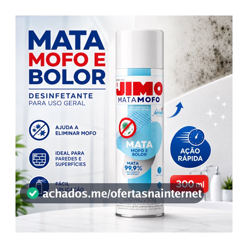 Mata Mofo Spray 300ml Jimo Multiuso Anti Mofo Banheiro Azulejo Rejunte Elimina Fungos