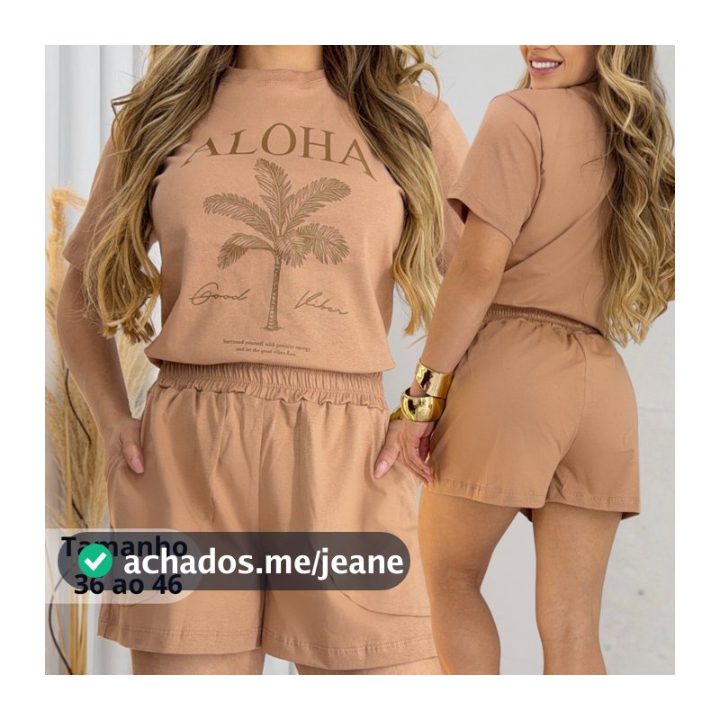 Conjunto Feminino 100% Algodão Com Bolso Estiloso Confortavel Malha Premium Silk Premium