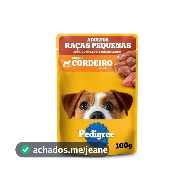 Ração Úmida Pedigree Sachê Cordeiro ao Molho para Cães Adultos de Raças Pequenas 100 g