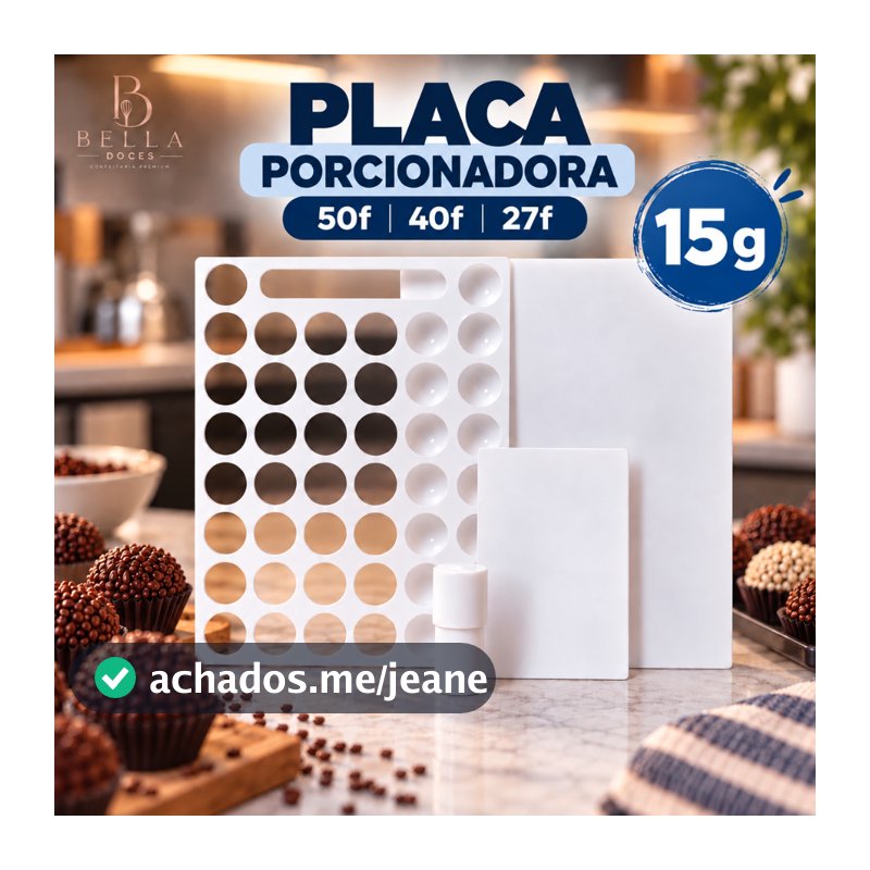 Placa Porcionadora Dosadora 15G Doces Brigadeiro Confeitaria 50F 40F 27F