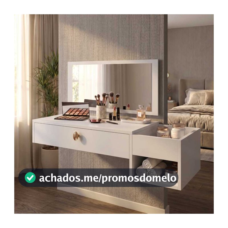 Penteadeira Suspensa Com Espelho E Gaveta Body Splash Virginia Make UP Quarto Closet Luxo Organizadora